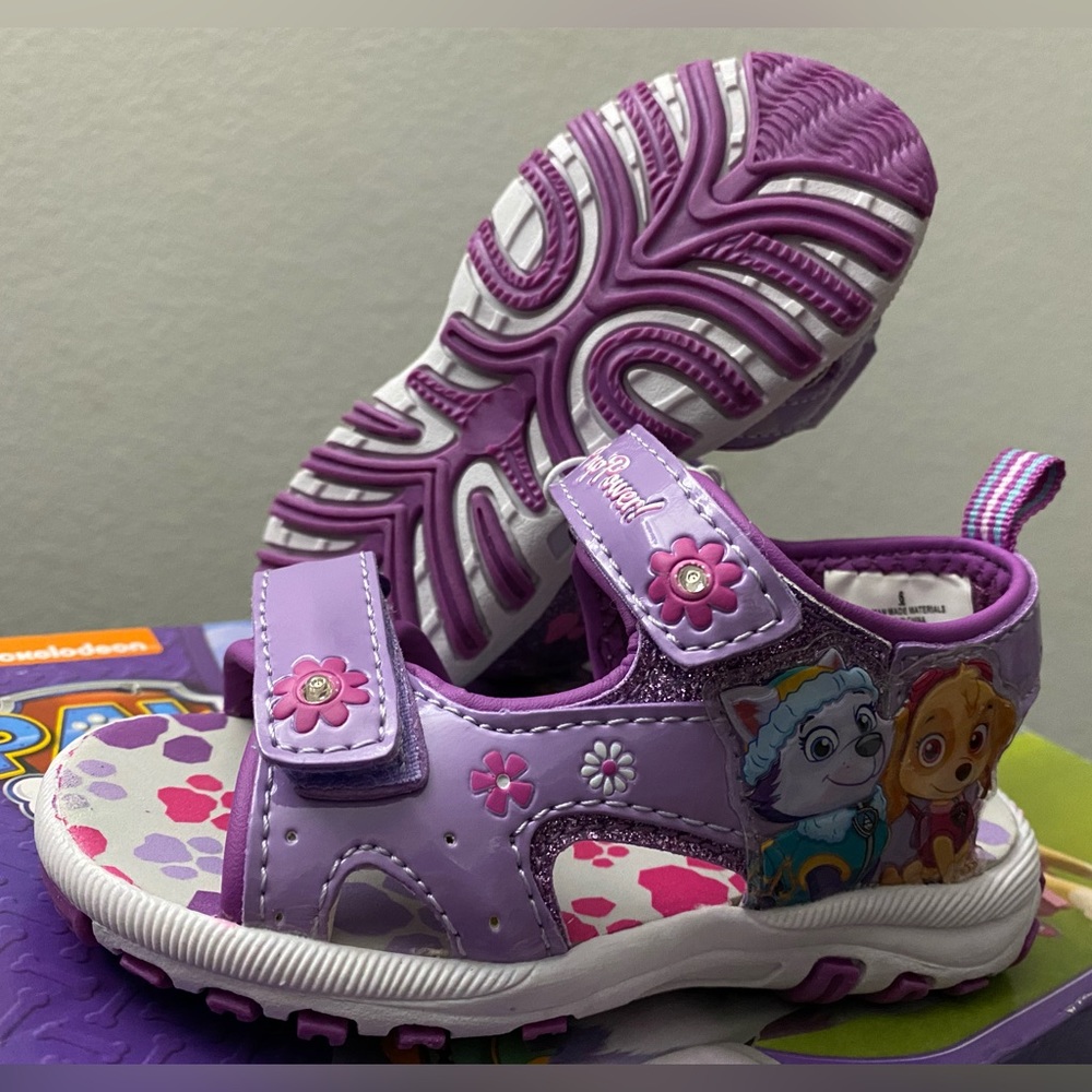 Paw Patrol Girls Toddler Hook And Loop Sandals With Lights - Purple - Size 6